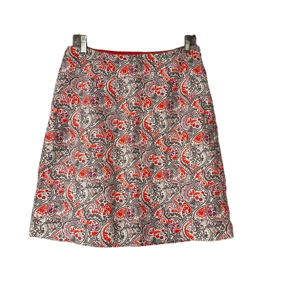 Boden Womens Red Paisley A-Line Mini Skirt Size 8L Cotton Blend Grey Purple